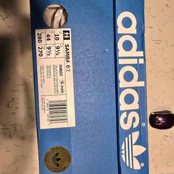 adidas Originals Samba 62 IH8603 Core Black Cloud White Blue Bird Men Shoes 10 - Picture 13 of 13